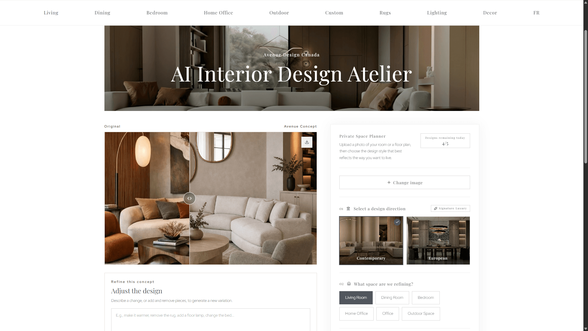 Retail Partner’s Clavis-powered space planner with an uploaded room and before-and-after slider