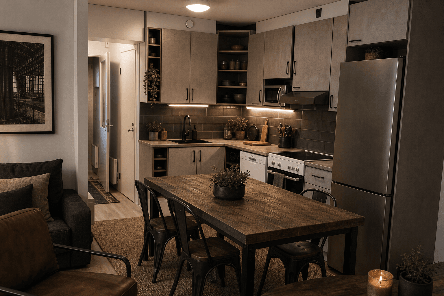 AI-generated industrial kitchen designed in the Clavis app