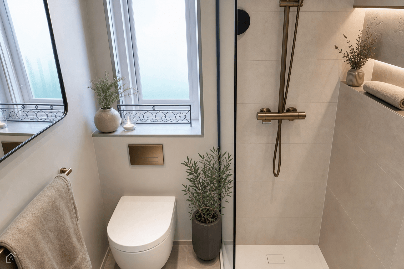 AI-generated spa-inspired bathroom designed in the Clavis app