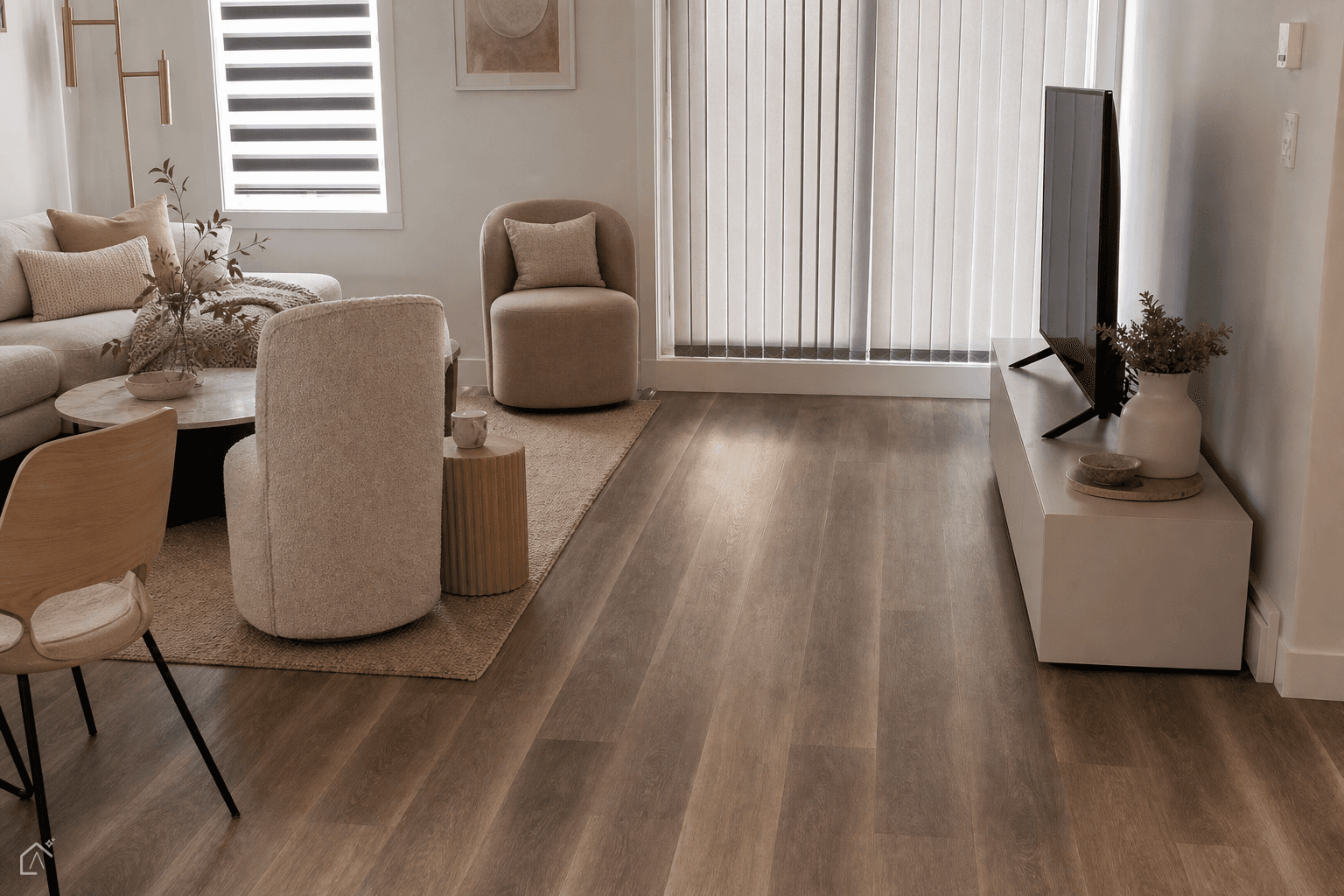 AI-generated modern living room with shoppable furniture