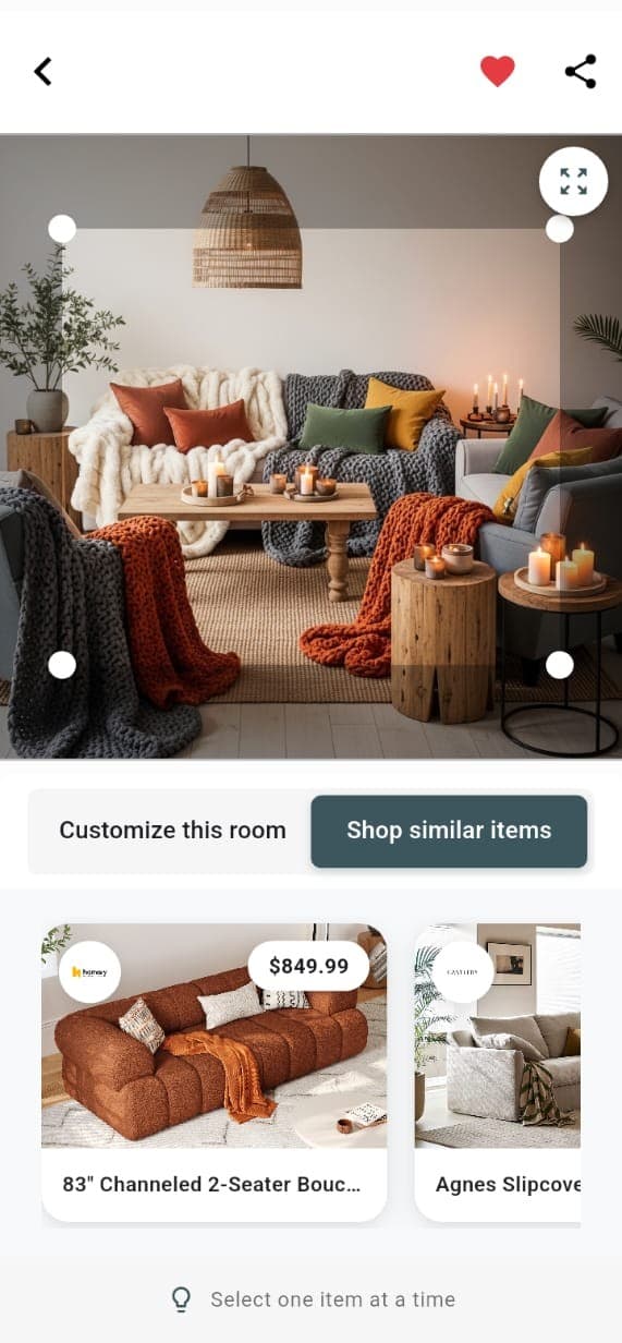 Shop the look screen with priced product cards in the Clavis app